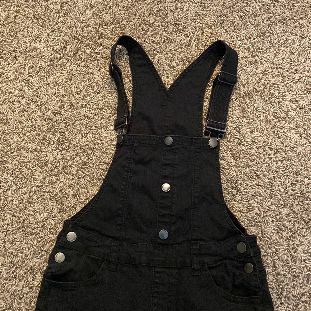 Black skinny jean overalls
